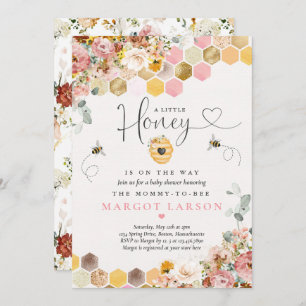 Invitation Un Peu De Miel Sur Le Chemin Baby shower Fleur sau