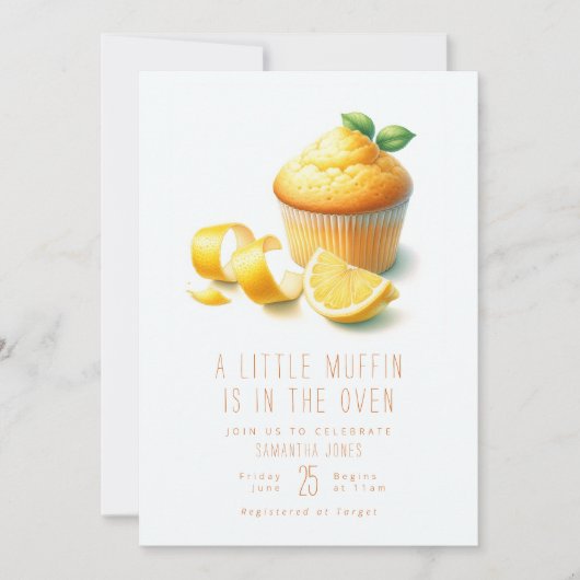 Invitation Un Peu De Muffin Est Dans Le Four Baby shower Invi (Devant)