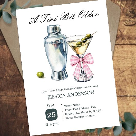 Invitation Un peu plus âgé 30e anniversaire Olive