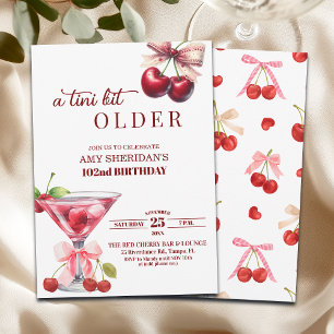 Invitation Un peu plus âgé Cherry Martini 102e anniversaire