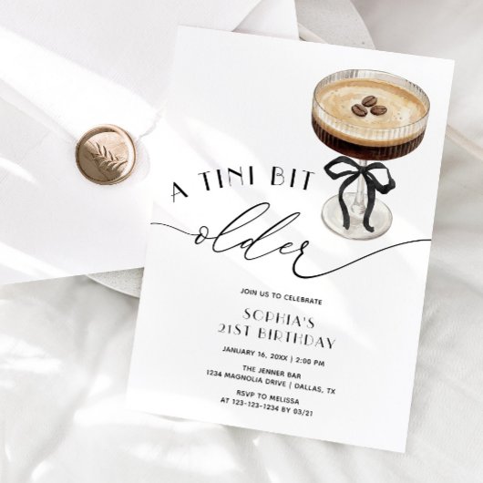 Invitation Un peu plus âgé Espresso Martini 21e anniversaire