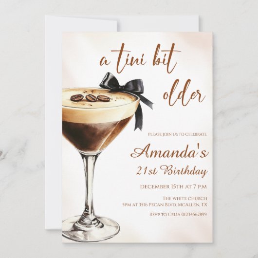 Invitation Un peu plus âgé Espresso Martini Anniversaire (Devant)
