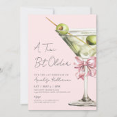 Invitation Un peu plus âgé Martini à ruban rose pour fête d'a (Devant)