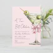 Invitation Un peu plus âgé Martini à ruban rose pour fête d'a (Debout devant)