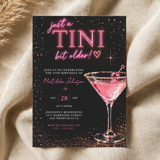 Invitation Un peu plus âgée Néon Rose 50e Anniversaire