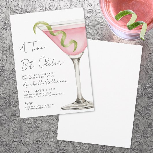 Invitation Un peu plus âgée Pink Martini Fête d'anniversaire