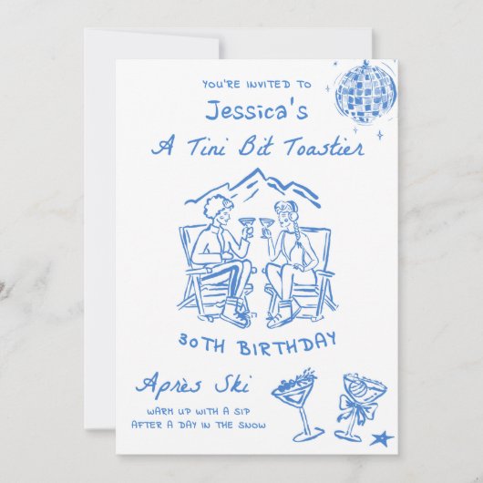 Invitation Un peu plus au chaud après-ski Anniversaire Bleu (Devant)