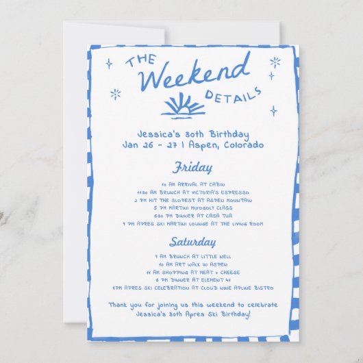 Invitation Un peu plus au chaud après-ski Anniversaire Bleu (Dos)