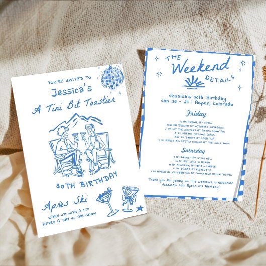 Invitation Un peu plus chaud après-ski Anniversaire Bleu