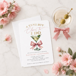 Invitation Un peu plus proche Martini Rose Bow Réception de m