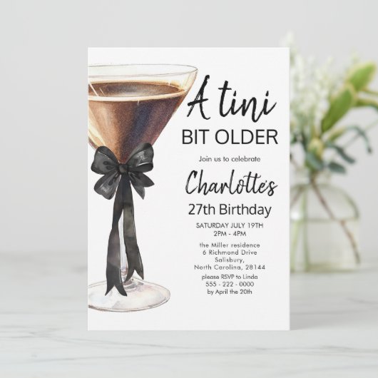 Invitation Un peu plus vieux Black Ribbon Martini Anniversair (Debout devant)