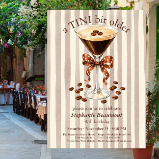 Invitation Un peu plus vieux Martini Espresso Rayures Nœud 30