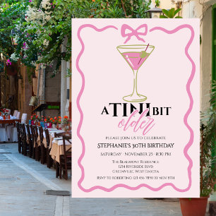 Invitation Un peu plus vieux Martini joli bordure rose Annive