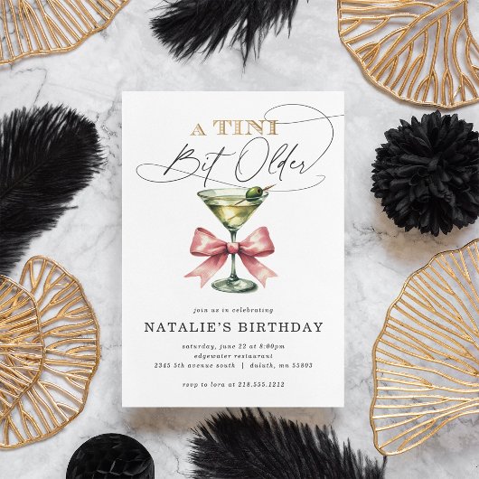 Invitation Un peu plus vieux Martini Rose Anniversaire