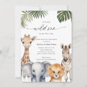 Invitation Un Peu Sauvage, Safari Animaux Bébé Garçon Douche (Devant)