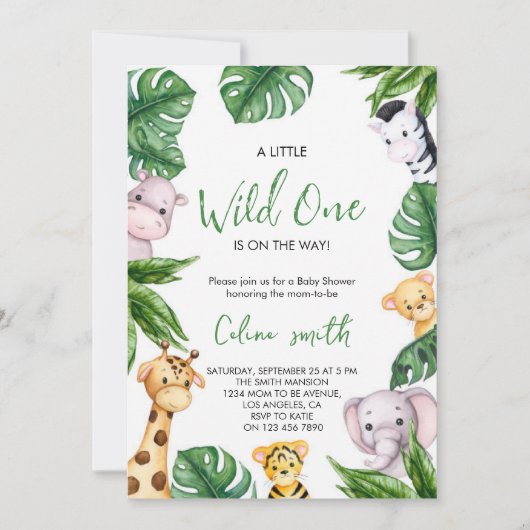 Invitation Un peu sauvage se trouve en chemin baby shower (Devant)