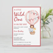 Invitation Un Peu Sauvage Sur Le Chemin Du Baby shower Rose (Debout devant)