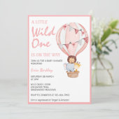 Invitation Un Peu Sauvage Sur Le Chemin Du Baby shower Rose (Debout devant)