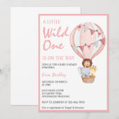 Invitation Un Peu Sauvage Sur Le Chemin Du Baby shower Rose (Devant / Derrière)