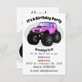 Invitation Un Pink Monster Cartoon (Devant / Derrière)