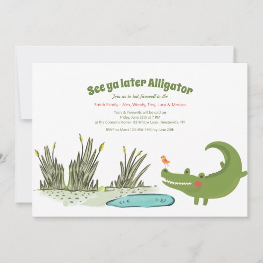 Invitation Un plus défunt alligator allant loin partie (Devant)