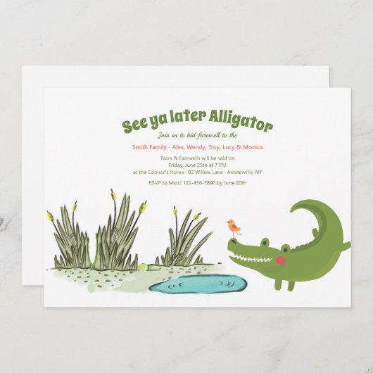Invitation Un plus défunt alligator allant loin partie (Devant / Derrière)