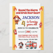 Invitation Un pompier sonne l'alarme n'importe quel âge fête  (Devant / Derrière)