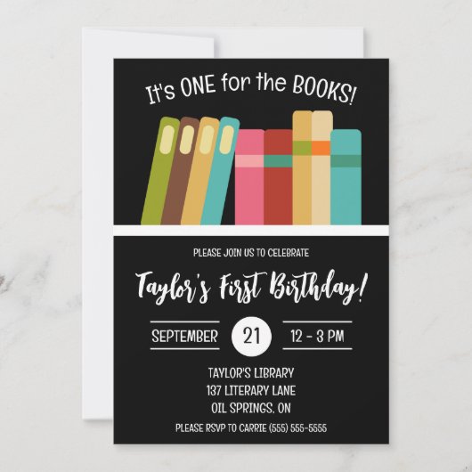 Invitation Un pour les Livres ! Fête du premier anniversaire  (Devant)