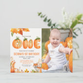 Invitation Un premier anniversaire citrouille (Debout devant)