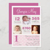 Invitation Un premier anniversaire de premier bébé d'année (Devant / Derrière)