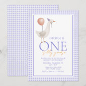 Invitation Un premier anniversaire d'une oie sotte (Devant / Derrière)