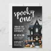 Invitation Un premier anniversaire Halloween effrayant (Devant)