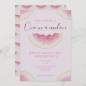 Invitation Un Premier Anniversaire Pastèque One In A Melon (Devant / Derrière)