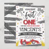 Invitation Un Premier Anniversaire Rapide Une Voiture De Cour (Devant / Derrière)