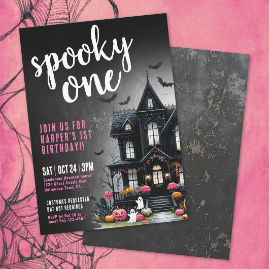 Invitation Un Premier Anniversaire Rose Halloween Effrayant