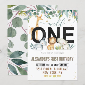 Invitation Un premier anniversaire sauvage Animaux de la jung
