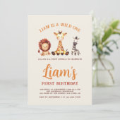 Invitation Un premier anniversaire sauvage Aquarelle Safari A (Debout devant)