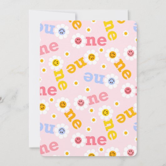 Invitation Un premier anniversaire Smile Daisy mignonne Paste (Dos)