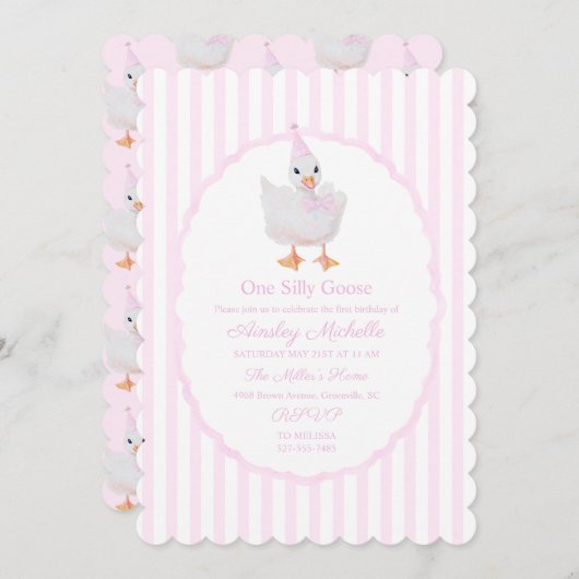 Invitation Un Préparé Une Oie Idiote Rose (Devant / Derrière)