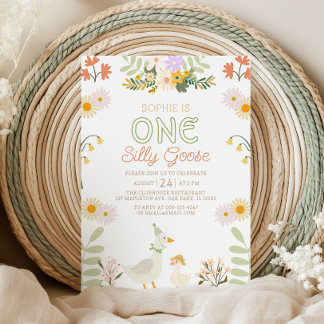 Invitation Un printemps d'oie soyeux Floral 1er anniversaire