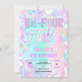 Invitation Un-Quatre-Gettable Neon Glow 4e fête d'anniversair (Devant)