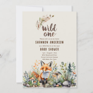 Invitation Un renard sauvage Bébé Bois Animaux Rustiques