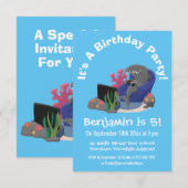 Invitation Un requin drôle en regardant la bande dessinée de  (Devant / Derrière)