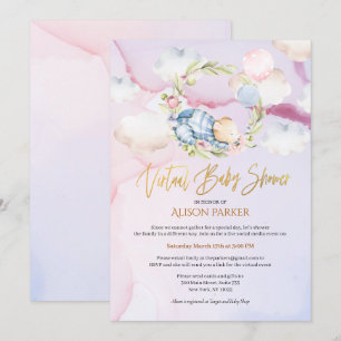 Invitation Un rêve nuage d'ours de forêt mignonne Baby show