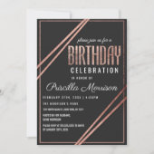 Invitation Un Rose noir simple et moderne, l'or chic, l'anniv (Devant)