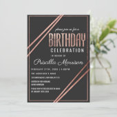 Invitation Un Rose noir simple et moderne, l'or chic, l'anniv (Debout devant)