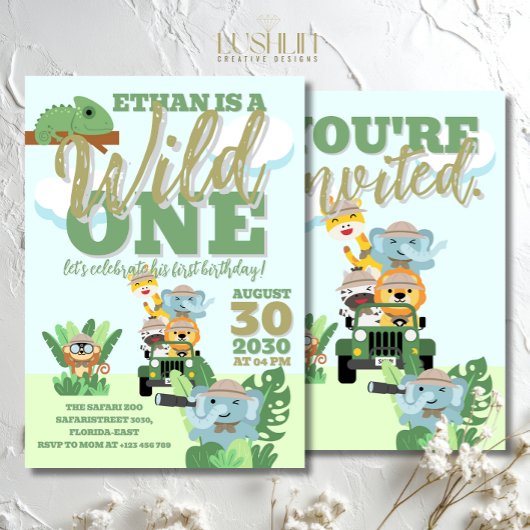 Invitation Un Safari sauvage Anniversaire Fête Jungle Thème
