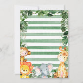 Invitation Un Safari sauvage Jungle Animaux Baby shower Invit (Dos)