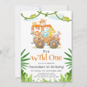 Invitation Un Safari sauvage mignonne Anniversaire (Devant)