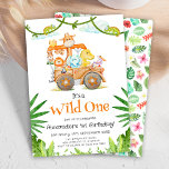Invitation Un Safari sauvage mignonne Anniversaire<br><div class="desc">Transformez la fête du 1er anniversaire de votre enfant en une aventure passionnante dans la jungle avec cette invitation animée et ludique à l'Anniversaire de Cute Wild One Safari avec des aquarelles colorées représentant des animaux adorables et la végétation tropicale. Le design captivant et les couleurs vives transportent vos invités...</div>